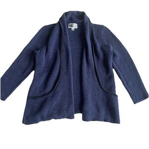 Habitat Clothes To Live In Nautical Cardigan Medium Waffle Weave Pockets Navy